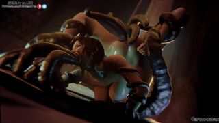 Lara croft dominated by tentacles