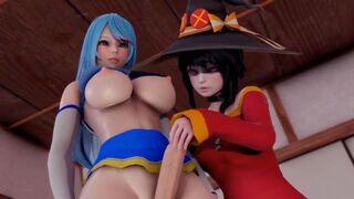 Futas Aqua & Megumin fucking each other [VLDstudio]