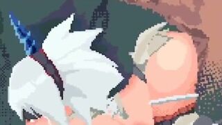 Pixel Sprite Girl Fucked Rough by two Men