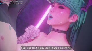 Morrigan sucking the soul out of a partygoer