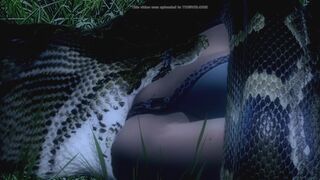 Snake swallows woman headfirst