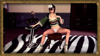 Slim Yuffie Kisaragi solo posing and tease you with her сute small breasts
