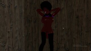 Black slut gets her ass fucked in a dirty place by a dildo in the gloryhole.