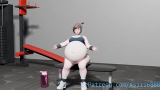 Mei hungry at the gym