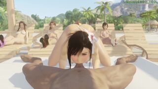 Tifa sucks you off on the beach
