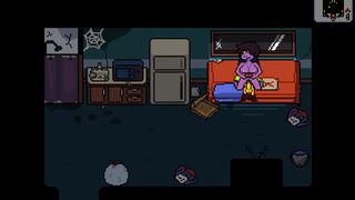 Susies rides kris while playing a racing game