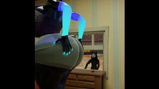 Lynx shakes her ass and for unlucky fan who decided to look through the window.