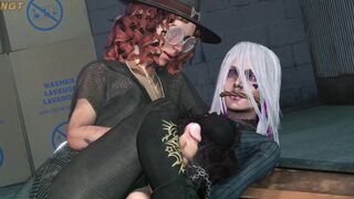 mikaela gives sindel a thighjob