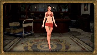 Wiry hot Claire Redfield in sexy red lingerie shows off her delightful body