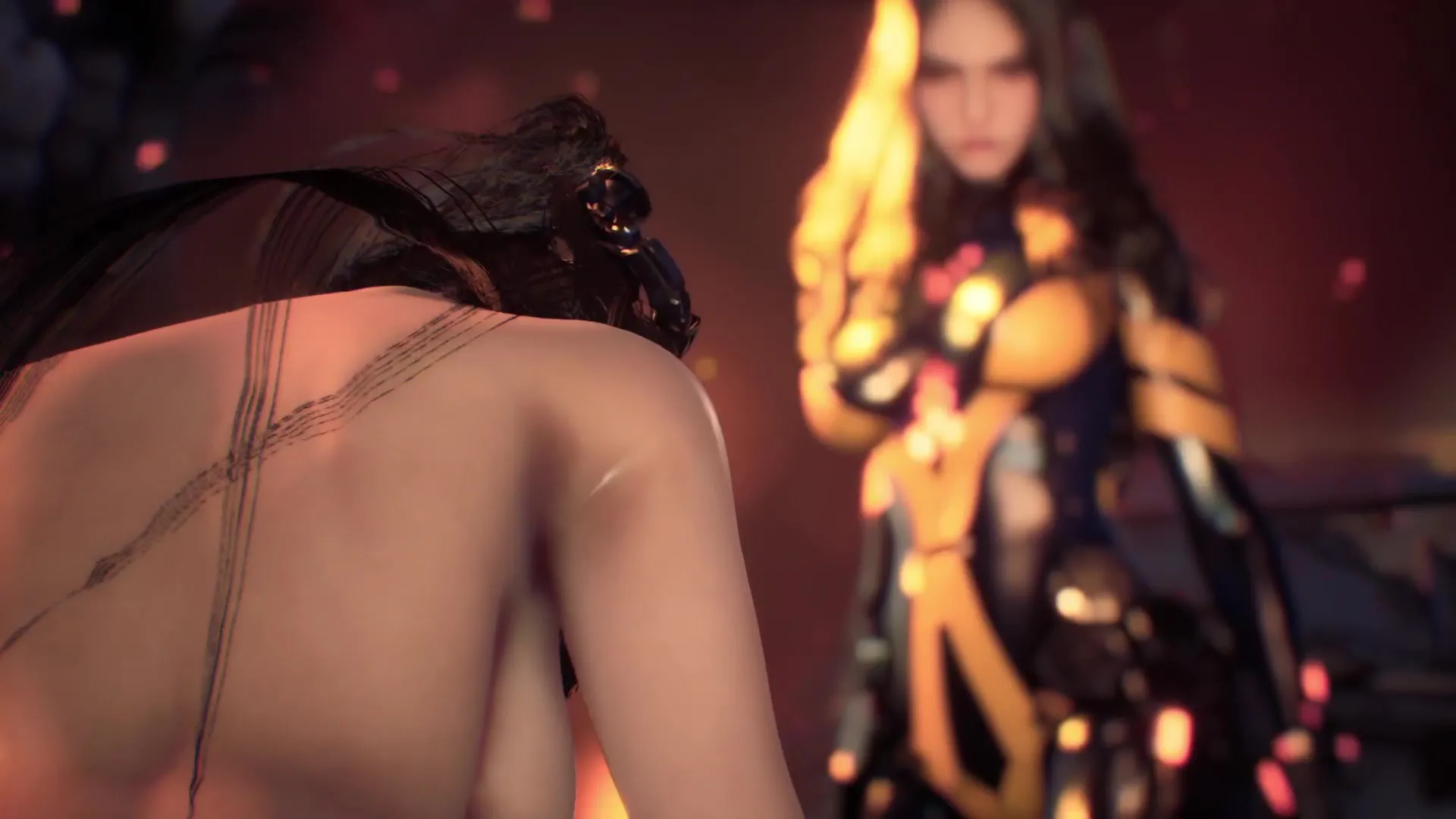 Two figures entwined in a dance of desireA duo caught in an embrace of passionA pair locked in an act of intimacy