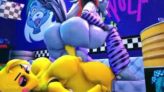 Roxanne wolf riding futa toy chica cock