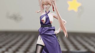 Nipple insertion into belly protrusion cheongsam fabric calculation for Guinaifen