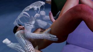 An invisible girl/Living clothes belowjob