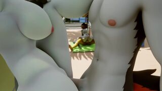 Cate Meowdy and Meowskulls in the beach full