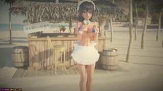 Peachy Beach Pt 2,Hibiki Wolf Maid serves the menu!