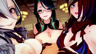 Arlecchino & XianYun & Chasca titfuck (sound)