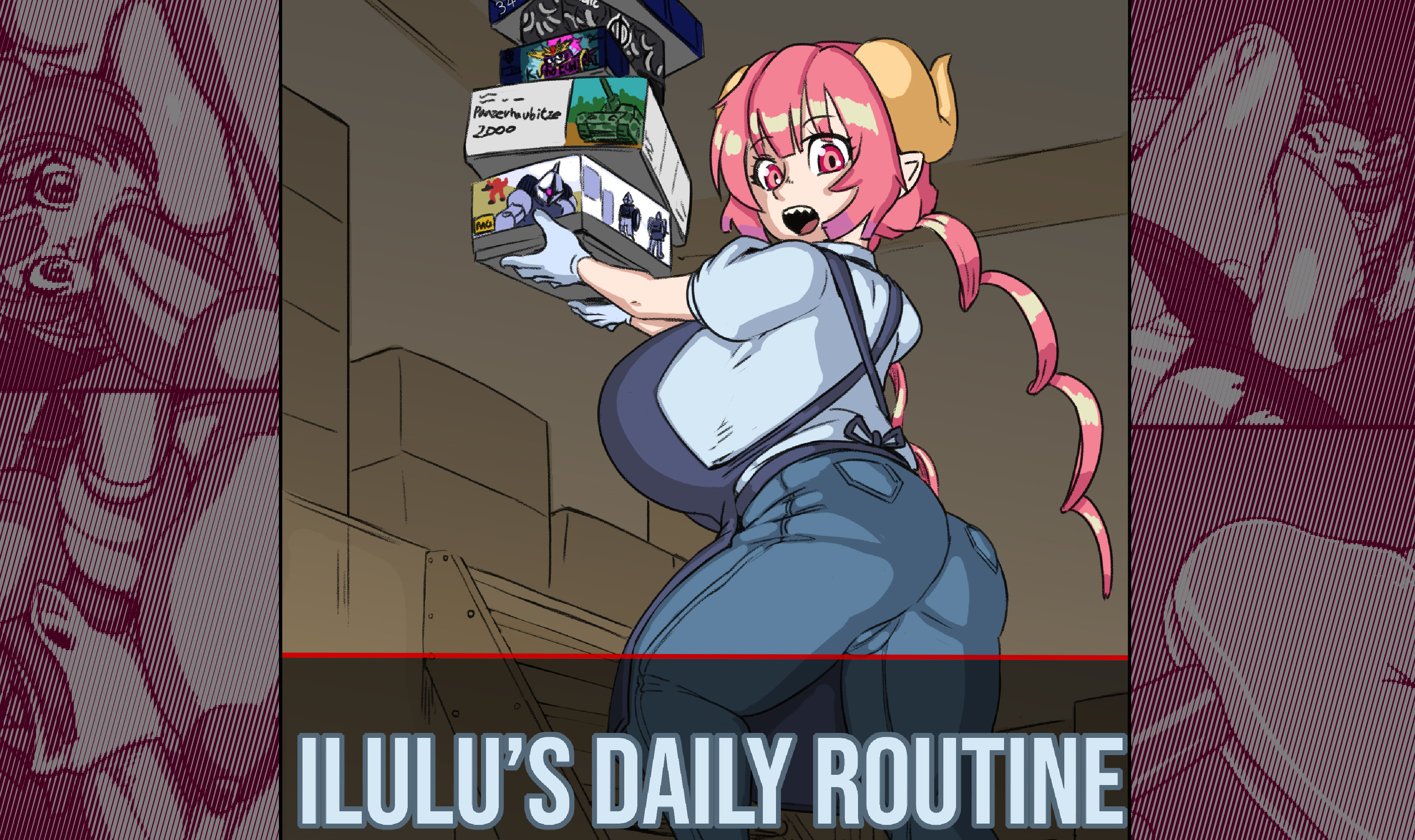 A confident figure with vibrant locks stares intently