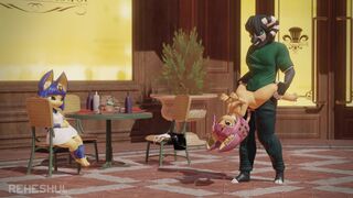 Cat twins at the cafe