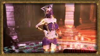 Exotic сatgirl concubine belly dances barefoot in egyptian oasis temple