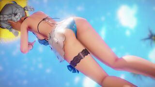 Ayaka and Niiro in swimsuits (Genshin Impact) in the Love Bag Dance Hall