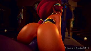 Urbosa tests the vitality of a fabled "BBC," she was told about by Zelda.[Stoneddude]