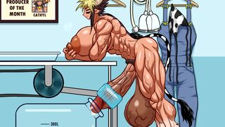 Cathyl the minotaur, milking session