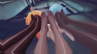 Genshi Bitches giving footjob