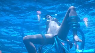 Stellar blade Eve tentacled underwater