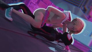 Spider-Gwen bouncing on Miles’ cock