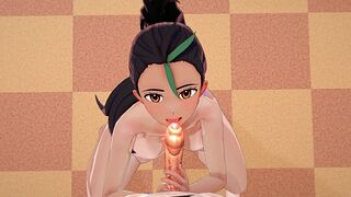 Nemona Uses Both a Handjob and a Blowjob to Completely Drain His Semen - Hoshi