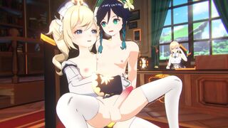 Venti gets pegged by Barbara in front of Jean