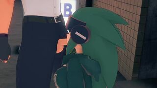 Geo and Marlow having sex in the back alley of Little Teoran Tokyo shopping District