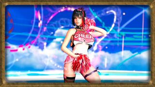 Playful cheerleader Bay shows off her dancing skills without panties