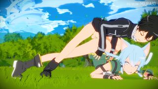 Sword Art Online ALO Sinon x Kirito Anal Jack-O Pose Animation