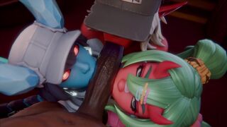 Demon Girls Sharing Cock (Black) [OCTODOG3D]