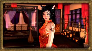 Luxury futa catgirl in chinese dress seduces you for a massage session