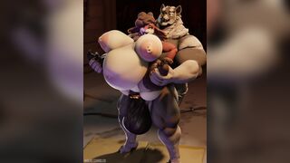 Wolf Pounding Big Furry Sheep