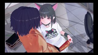 [QOS] Blue Archive - sex with cute cat Kazusa