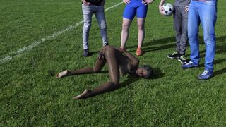 Sarita on the football field