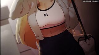 Busty fitness gal, replenishing nutrients with a man's milk