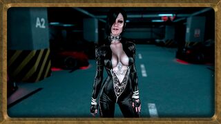 Gothic dominatrix Lisbeth Salander dancing for you in tight latex bodysuit