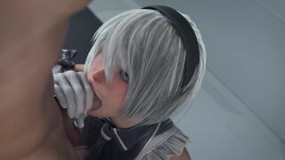 2b pretty blowjob and cum mouth