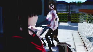 Futanari girl fills a wall ass GONE WRONG