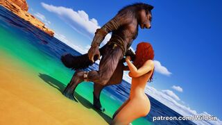 Werewolf and Elf fucks on the beach