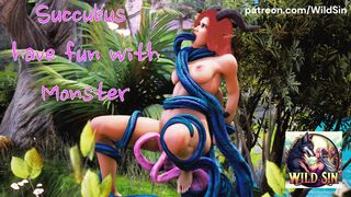 Succubus have fun with Tentacle Monster