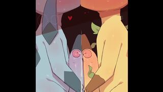 Glaceom and Leafeon frottage