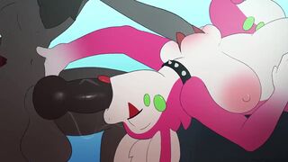 Goodra giving a blowjob to Zoroark