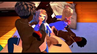 Shirakawa Runa & Kedarui Aashii Gangbang