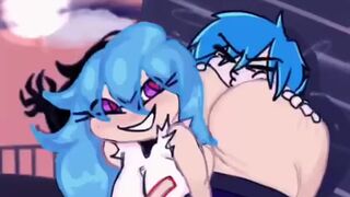 Skyblue rubs huge ass on BF