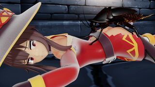 [MMD KonoSuba] Video of a completely exhausted Megumin being violated by a monster